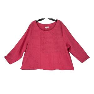 Habitat Loose Fit Top Back Button XXL Lagenlook Check Puckered